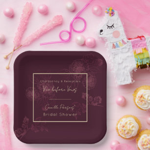 Autumn Vino Before Vows Rosegold Floral Lines Pappteller