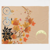 Autumn Walk with Moon and Lotus Flower Fleecedecke (Vorderseite (Horizontal))