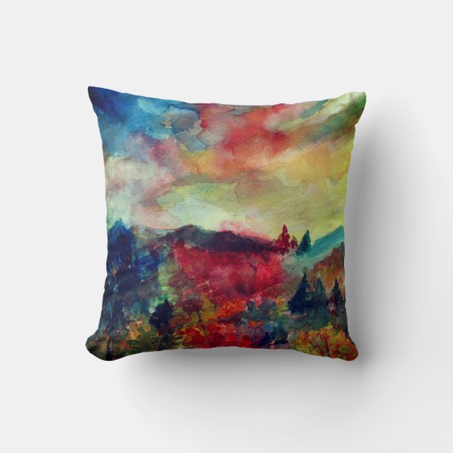 Autumn Wassercolor Art Cushion Kissen (Vorderseite)