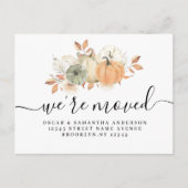 Autumn Wassercolor Pumpkins & Blume Ankündigungspostkarte (Vorderseite)