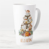 Autumn Wassercolor Pumpkins Latte Tasse (Rechte Ecke)