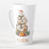 Autumn Wassercolor Pumpkins Latte Tasse (Linke Ecke)