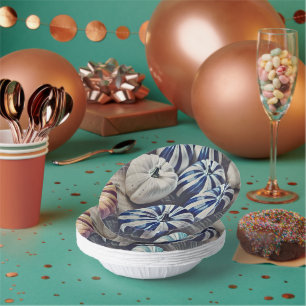 Autumn Watercolor Blue and White Pumpkin Design Pappteller
