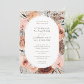 Autumn Watercolor Boho Floral Wedding Einladung (Stehend Vorderseite)