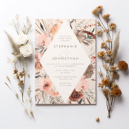 Autumn Watercolor Boho Floral Wedding Einladung