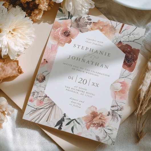 Autumn Watercolor Boho Floral Wedding Einladung
