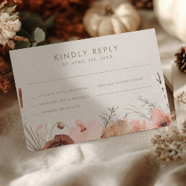 Autumn Watercolor Boho Floral Wedding RSVP Karte