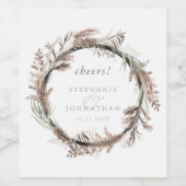 Autumn Watercolor Boho Wedding Weinetikett (Einzelnes Label)