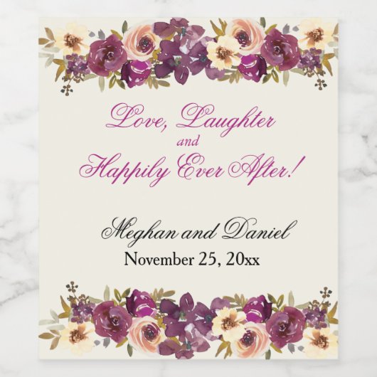 Autumn Watercolor Florals Weinetikett (Einzelnes Label)