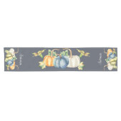 Autumn Watercolor Pumpkin Navy Blue Kurzer Tischläufer (Horizontal)