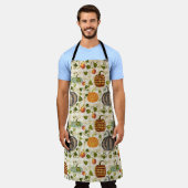 Autumn Watercolor Pumpkins Äpfel IV auf Gingham Schürze (Getragen)