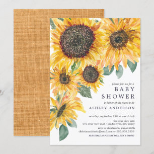 Autumn Watercolor Sonnenblumen Floral Baby Dusche Einladung