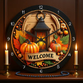 Autumn Welcome Lantern Clock Große Wanduhr