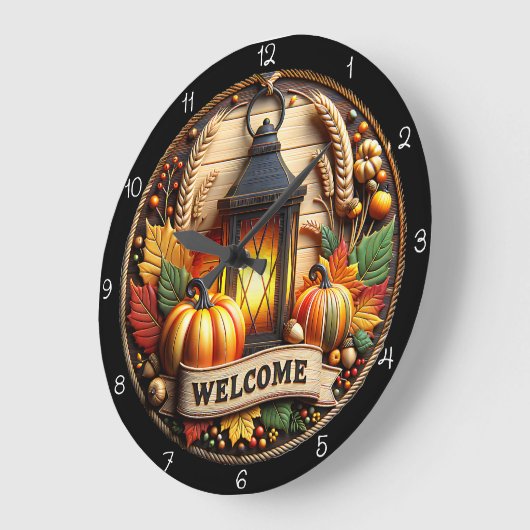 Autumn Welcome Lantern Clock Große Wanduhr (Winkel)