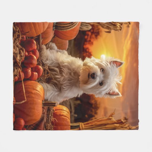 Autumn Westie Fleecedecke (Vorderseite (Horizontal))