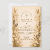 Autumn Wheat Botanical Wedding Einladung (Vorderseite)