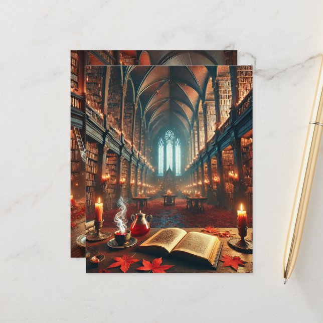 Autumn Whimsigoth Magic Library Scrapbook Paper (Vorderseite/Rückseite Beispiel)