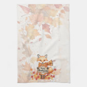 Autumn Whimsy – Thanksgiving Fox with Fall Leaves Geschirrtuch (Vertikal)