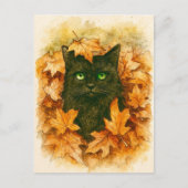 Autumn Whisper Black Cat Postcard Postkarte (Vorderseite)