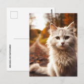 AUTUMN white cat POSTCARDS Postkarte (Vorne/Hinten)