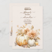 Autumn White Gold Glitzer Pumpkin Bridal Einladung (Vorne/Hinten)