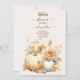 Autumn White Gold Glitzer Pumpkin Bridal Einladung