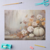 Autumn White Pumpkins Florals Decoupage Seidenpapier (Basteln)