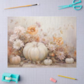 Autumn White Pumpkins Florals Decoupage Seidenpapier (Basteln)