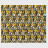 Autumn White Squirrel On a Tree Stump Geschenkpapier (Flach)