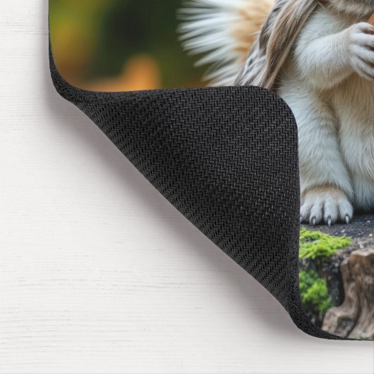 Autumn White Squirrel On a Tree Stump Mousepad (Ecke)