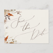 Autumn Wildblume Beige Save the Date Postcard Einladungspostkarte (Vorderseite)