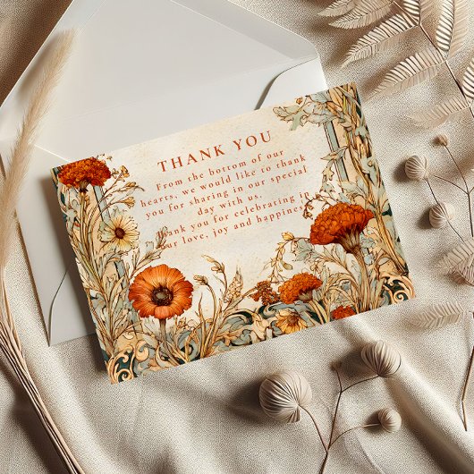 Autumn Wildflower Botanical Wedding Dankeskarte