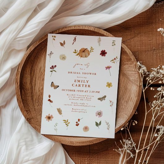 Autumn Wildflower Bridal Shower Rustic Einladung