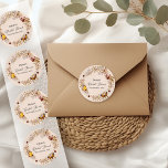 Autumn Wildflower Watercolor Bridal Shower Sticker<br><div class="desc">Add the perfect finishing touch to your favors and décor with these charming stickers from the Fall in Love Wildflower Autumn Bridal Shower Collection. A hand-painted watercolor wreath of autumn wildflowers in rich seasonal hues—burnt orange, deep red, golden yellow, and earthy greens—creates a cozy, romantic design. Elegant script lettering completes...</div>