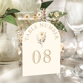 Autumn Wildflower Wedding Acrylic Table Number Acryleinladungen