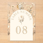Autumn Wildflower Wedding Acrylic Table Number Acryleinladungen (Vorderseite)
