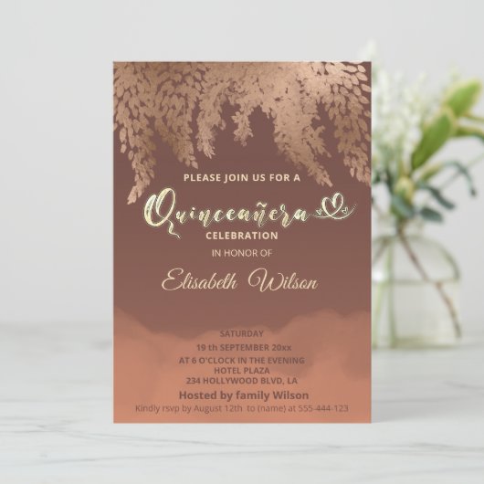 Autumn wisteria cinnamon cantaloupe watercolor einladung (Stehend Vorderseite)