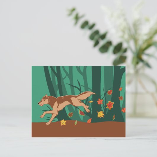 Autumn Wolf Postkarte (Stehend Vorderseite)