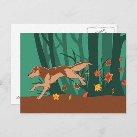 Autumn Wolf Postkarte (Vorne/Hinten)