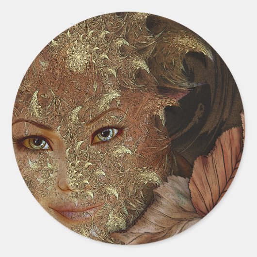 Autumn Wood Nymph Round Stickers (Vorderseite)