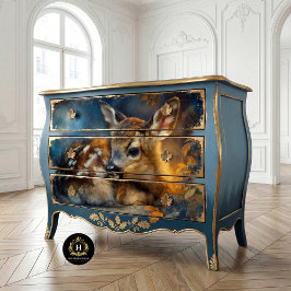 Autumn Woodland Baby Fawn Portrait Seidenpapier