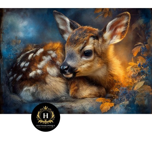 Autumn Woodland Baby Fawn Portrait Seidenpapier