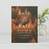 Autumn Woods Minimalist Save the Date (Stehend Vorderseite)