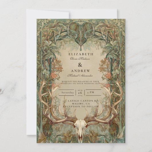 Autumn Woods Rustic Wedding Einladung (Vorderseite)