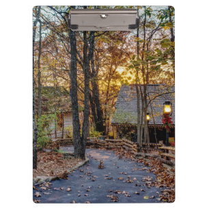 Autumn Woods Sunset Walkway Klemmbrett