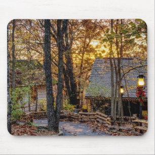 Autumn Woods Sunset Walkway Mousepad