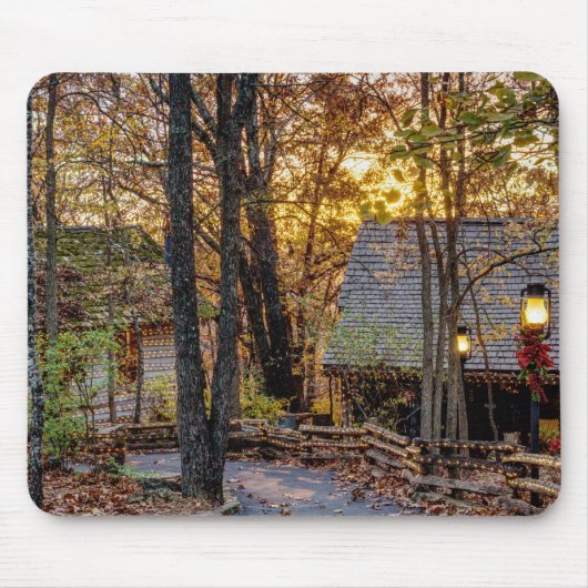 Autumn Woods Sunset Walkway Mousepad (Vorne)