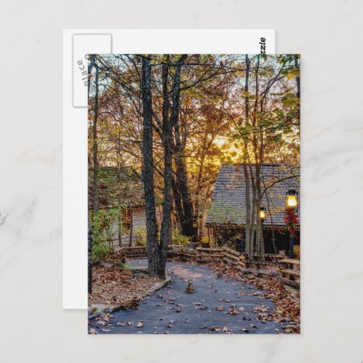 Autumn Woods Sunset Walkway Postcard Postkarte (Vorne/Hinten)