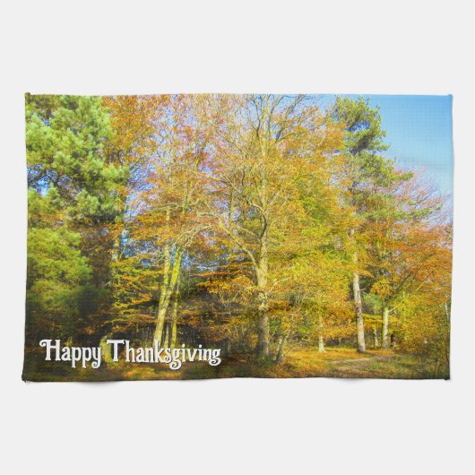 Autumn Woods & Sunshine - Custom Erntedank Geschirrtuch (Horizontal)