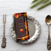 Autumn Woody Brown & Elegant Golden Frame Wedding Menükarte